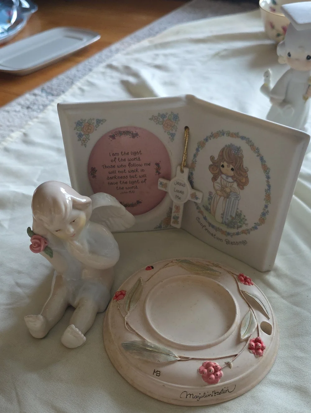 Precious Moments Confirmation Anhel Graduation Figurine Vtg Keepsake Set